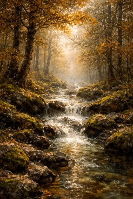 The Forest's Sigh Enveloped in Golden Mist