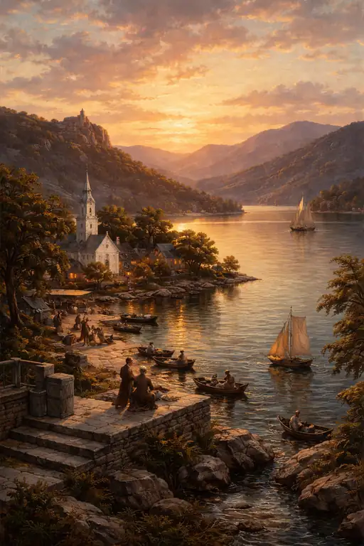 Golden Hour's Embrace over the Sleeping Bay