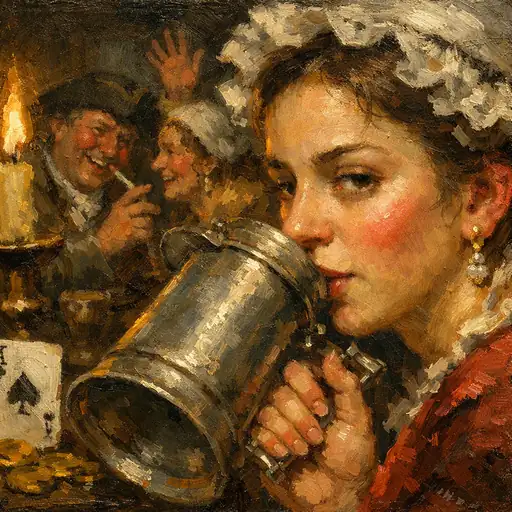 A Fleeting Laugh in the Tavern's Glow