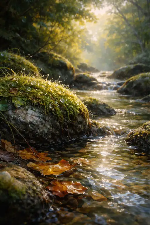 Autumn's Golden Breath over the Stream