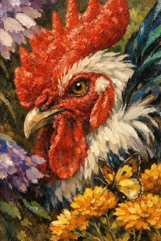 The Proud Rooster's Floral Domain