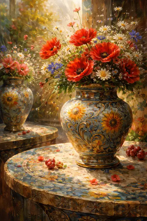 Golden Light Bathing the Floral Life