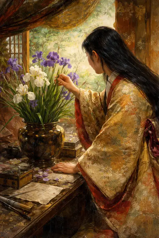 紫の菖蒲と微睡む優雅な刻