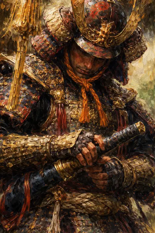 Golden Armor Shimmering in Silent Thought