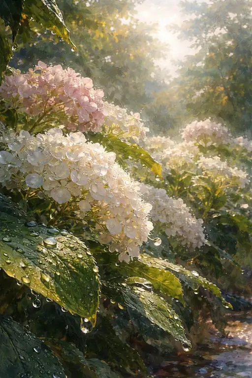 柔らかな花びらに宿る雨上がりの真珠