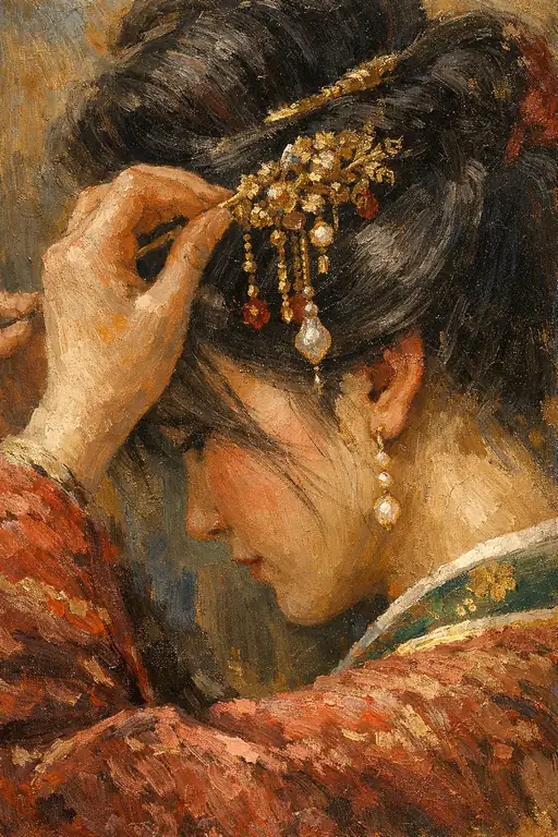 女帝の装い：黄金の優雅なるひととき