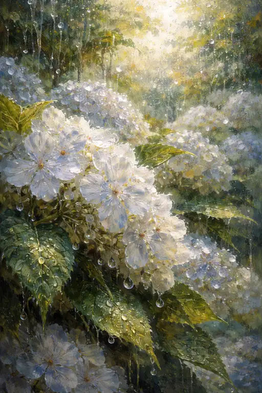 夏雨の涙：幻想に咲く白き華たち