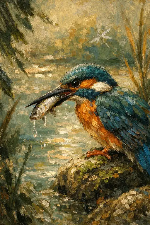 青緑と黄金の閃光が描き出す、命を狩る瞬間の高鳴り