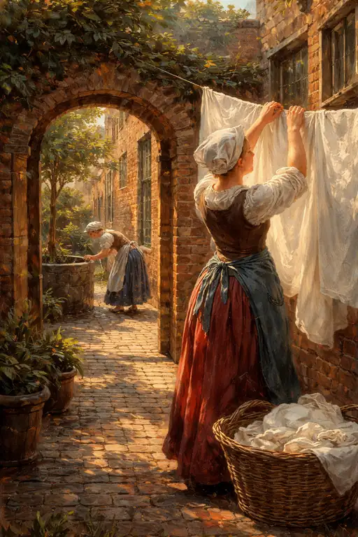 The Radiance of Daily Life in the Sunlit Courtyard