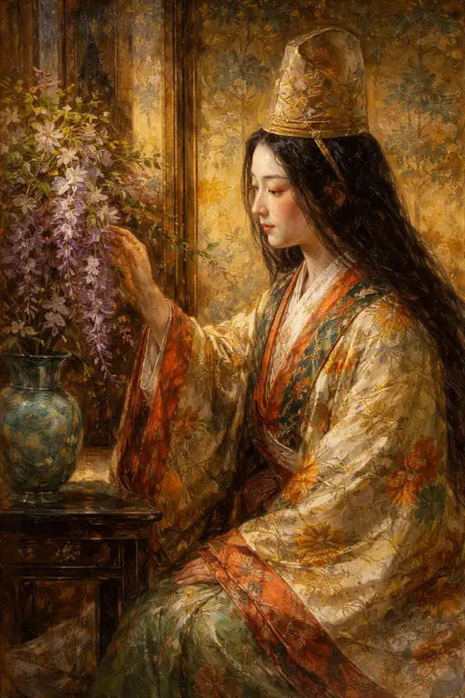 Wisteria Blooms in Golden Silence