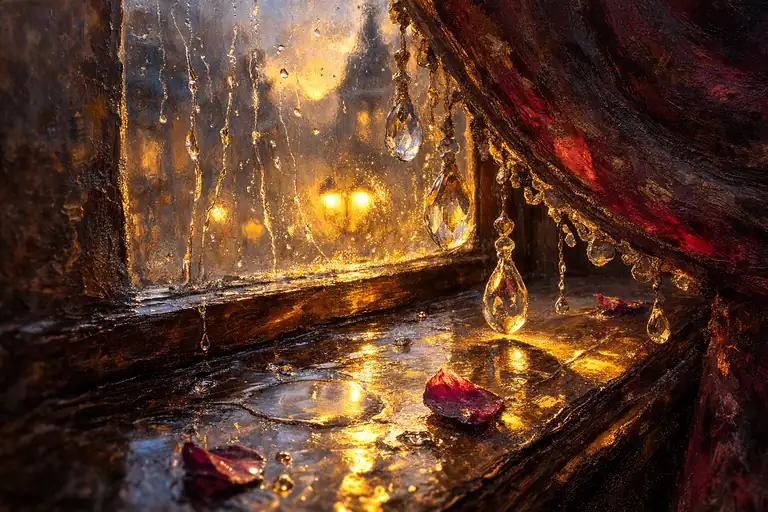 雨音に揺れる深紅の帳