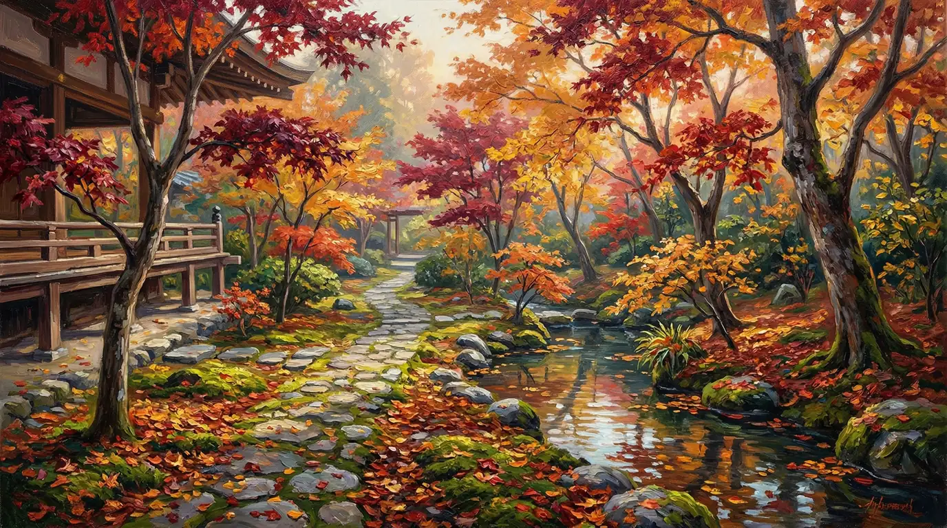 茶室を彩る紅葉
