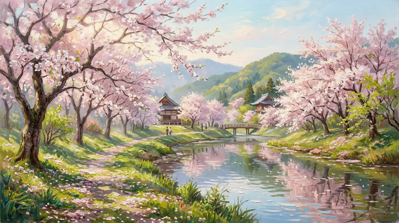 川面を染める薄紅の抱擁