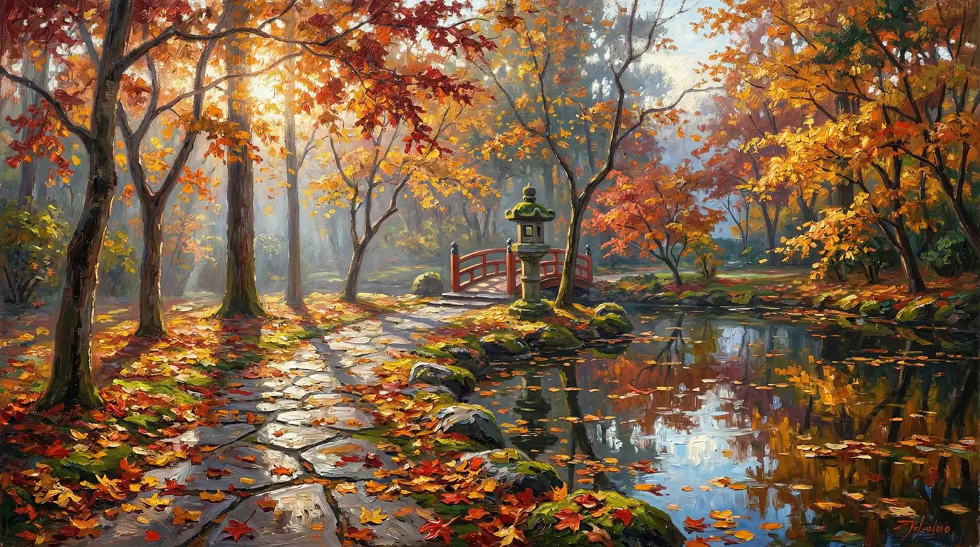 紅の橋が誘う秋の記憶