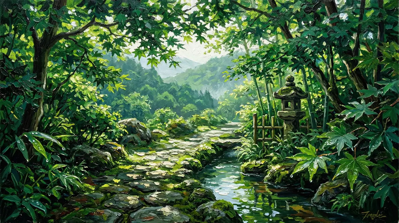 翠の森の静かなる灯籠