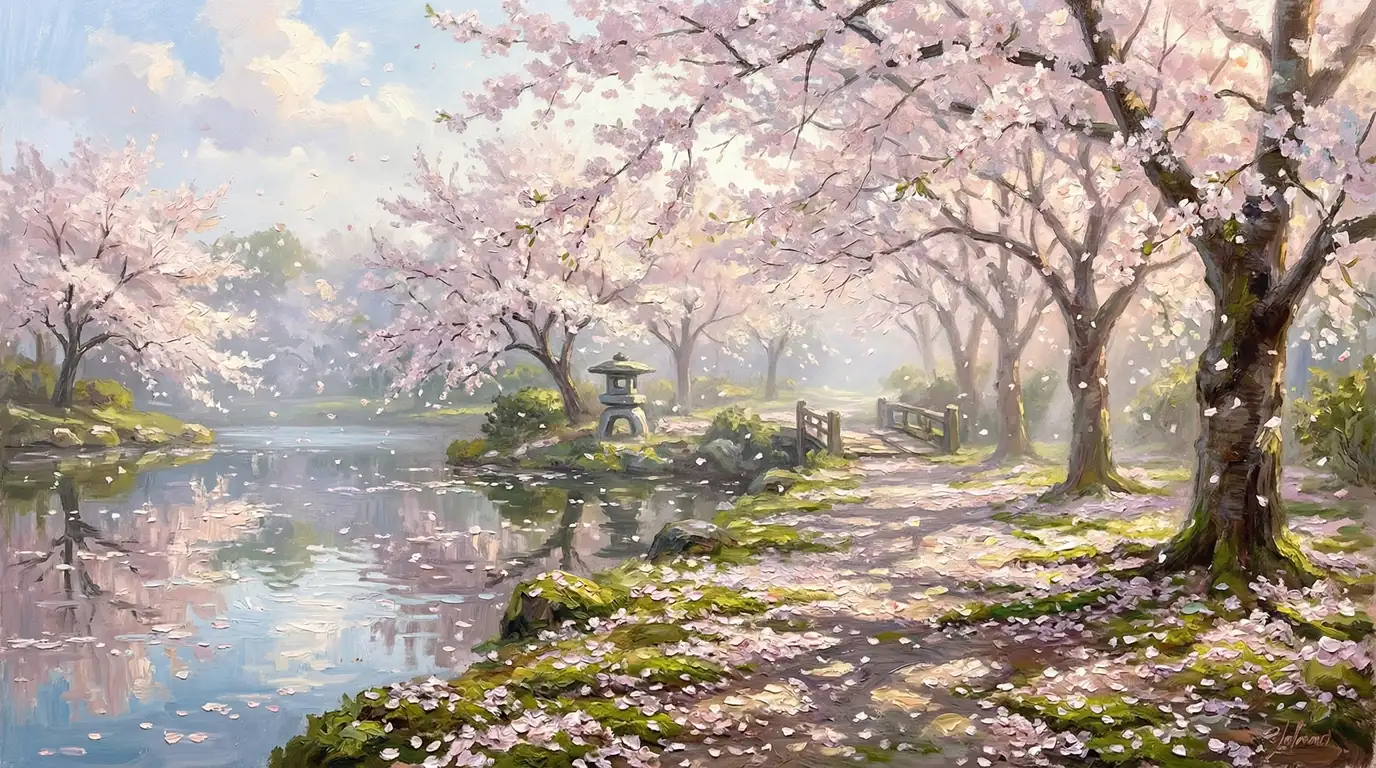 花びらの溜息を映す水鏡