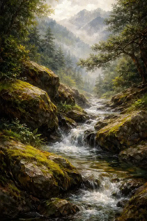 The Vehement Rush of the Mountain Stream