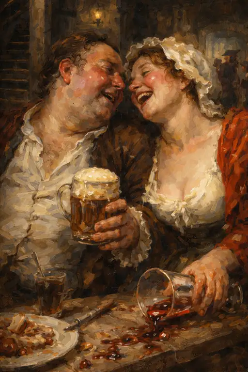 Laughter Resounding in the Rustic Tavern