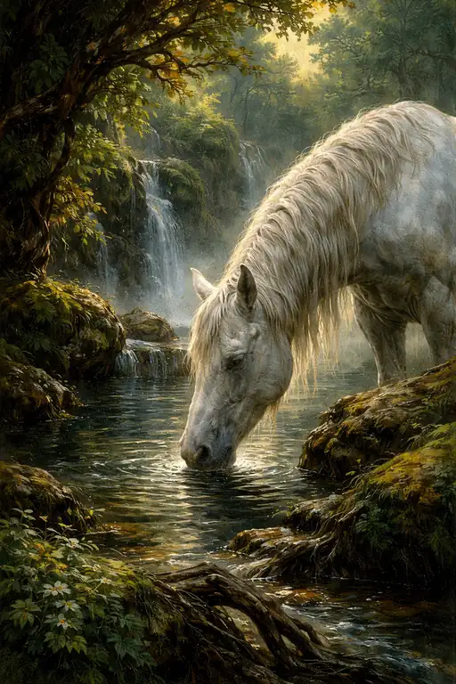 The Majestic White Equine's Thirst