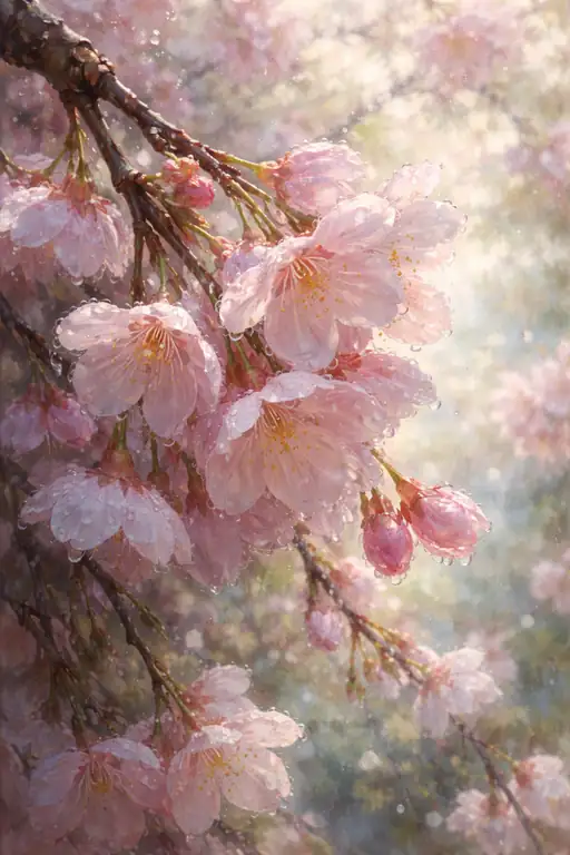 春風に揺れる花びらと青き小さな命