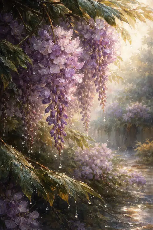 Whispering Wisteria Over the Quiet Stream