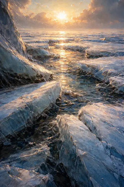 Golden Light on the Silent Ice