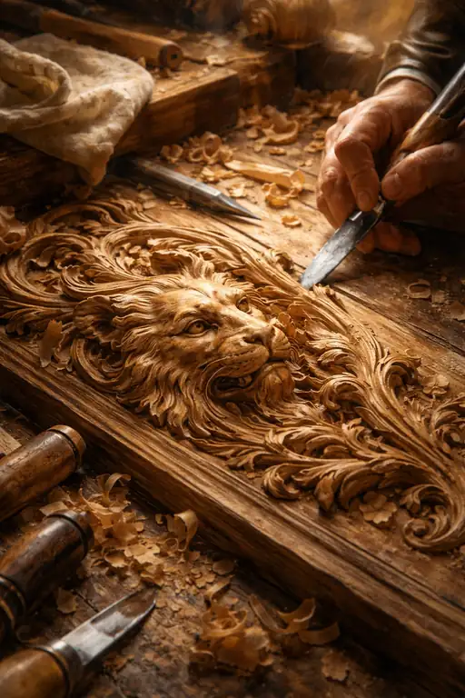 The Artisan's Devotion Etched in Wood