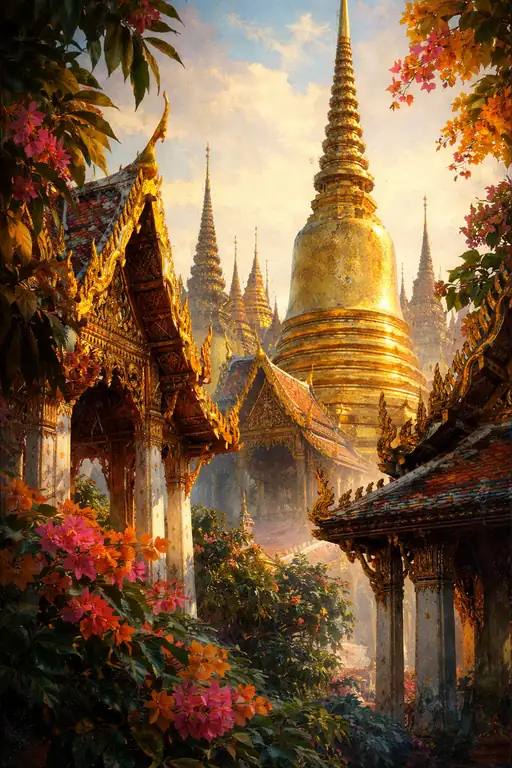 The Golden Stupa's Radiant Ascension