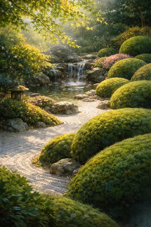 枯山水に波打つ禅の波紋