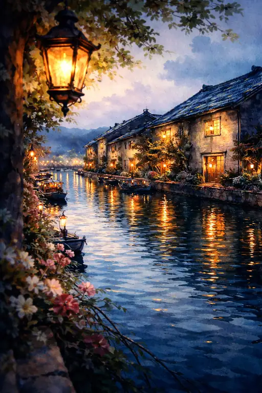 Reflections of Twilight on the Canal