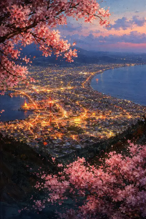 桜越しに見つめる星屑の街