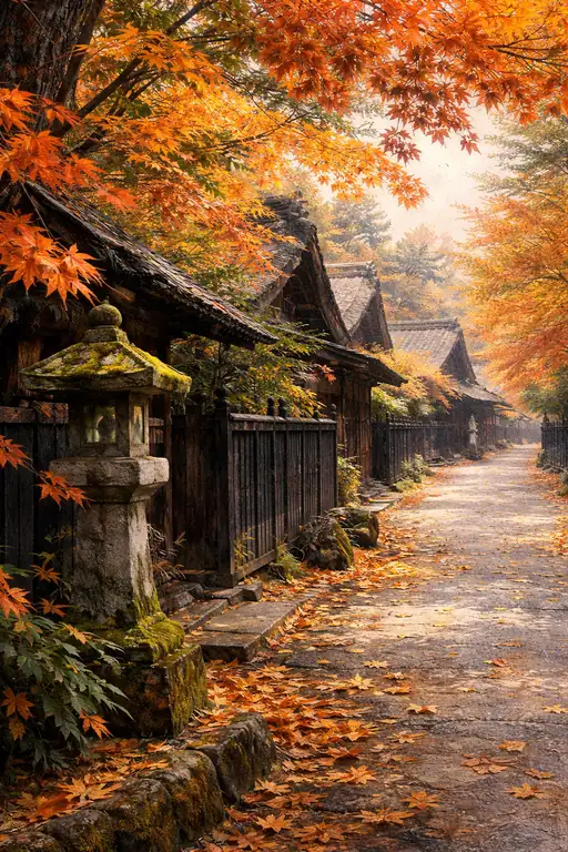 紅葉が語る石畳の追憶