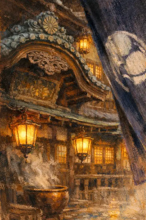 夜の帳に浮かぶ提灯の灯り