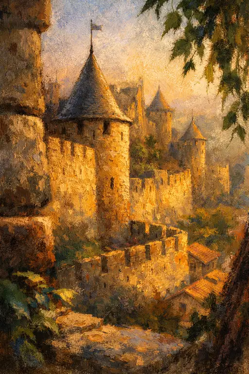カルカソンヌの黄金の残り火：城壁からの谺