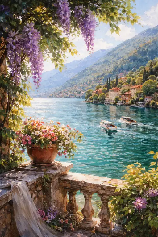 Wisteria Dreams on a Summer Lake
