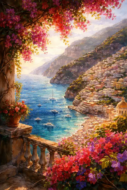 Floral Frame to the Azure Bay