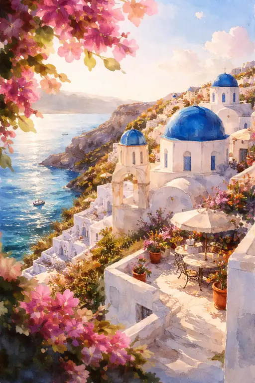 Lost in the Aegean Blue: A Blissful Moment on a Sunlit Terrace