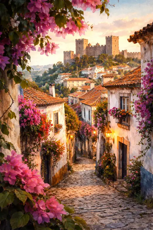 Twilight over the Blooming Cobblestones