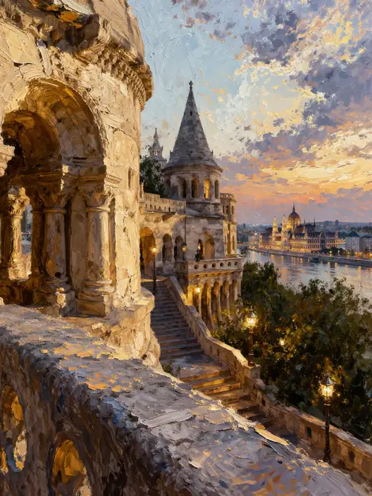 Golden Glow over the Danube River, Budapest