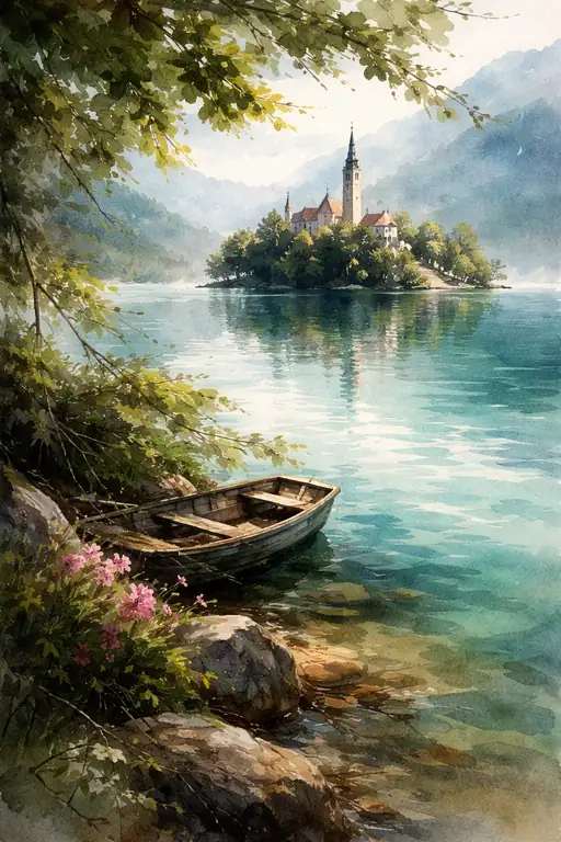 Tranquil Waters of Lake Bled and Its Island