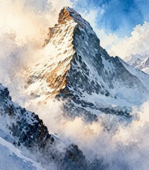 Ascension Through the Alpine Mist