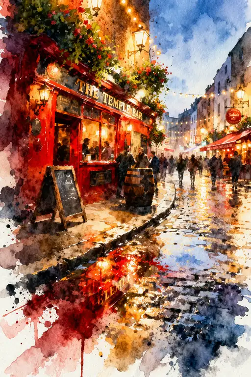 Raindrops and Reflections at Temple Bar