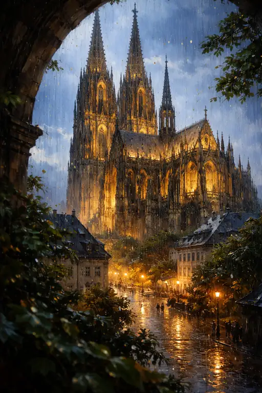 A Glimpse of the Gothic Majesty in the Rain