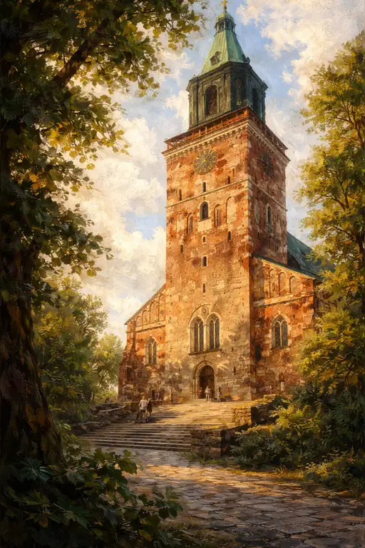 Sunlit Path to Turku Cathedral