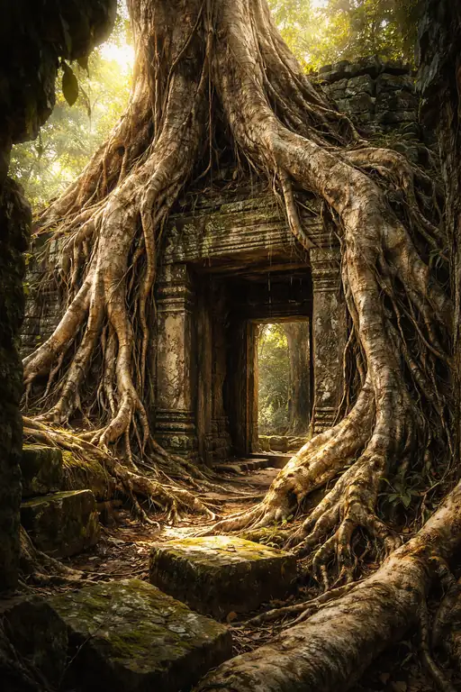 Nature's Embrace on Forgotten Architecture