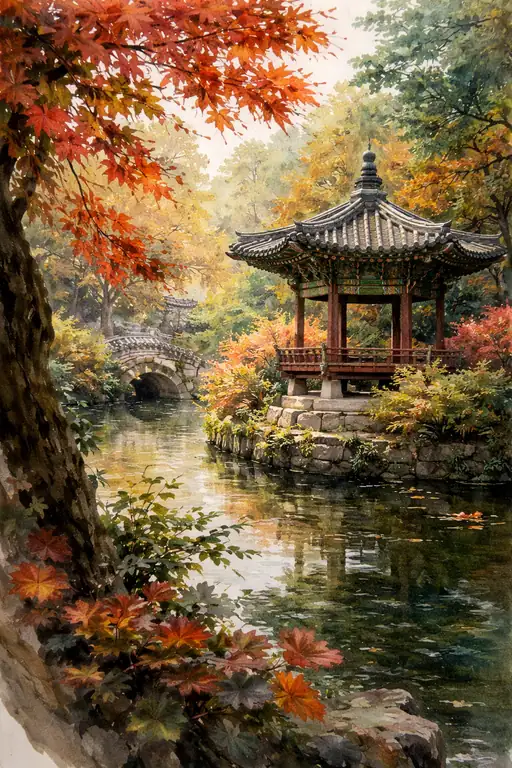 秋の鏡面に映る深紅のささやき