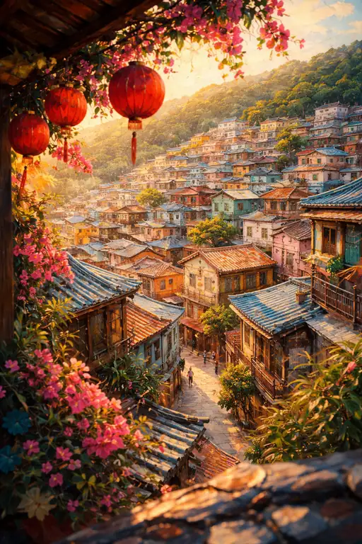 Golden Hour Over the Vibrant Hillside