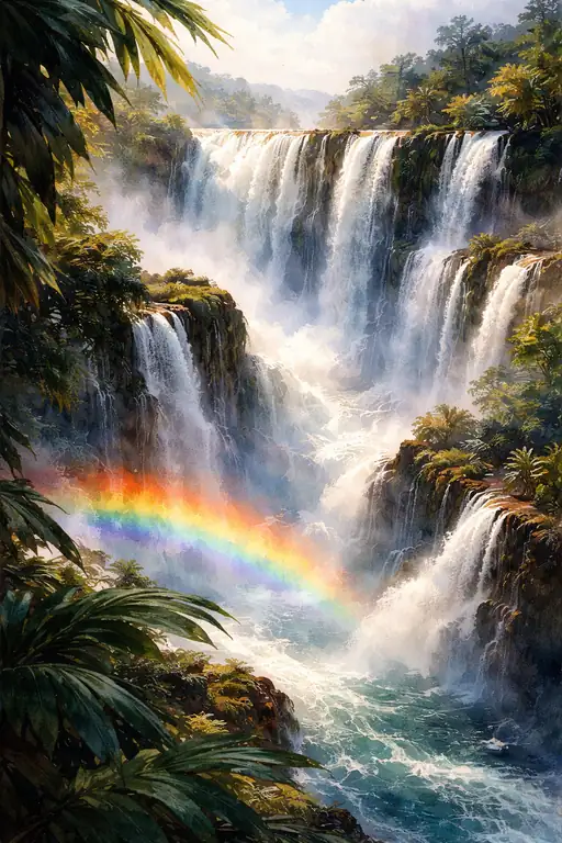 Iguazu's Roaring Mist: The Rainbow's Embrace in the Dense Jungle