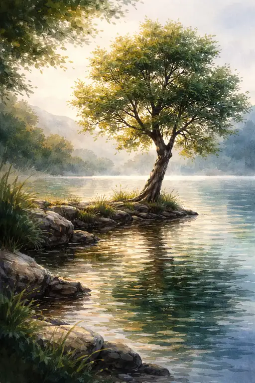 Whispers of the Dawn: A Solitary Tree's Grace