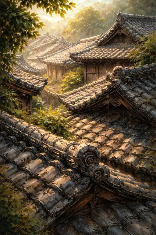 Gentle Time Woven by Tiled Roofs